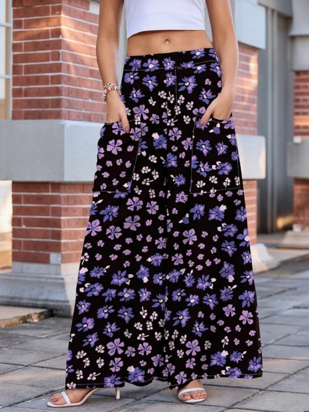 Emma Pants: FLORAL, WIDE LEG PANTS BOHEMIAN